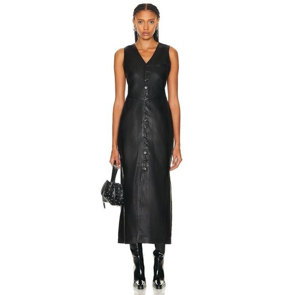 Frame Leather Vest midi dress black M - Picture 4 of 8